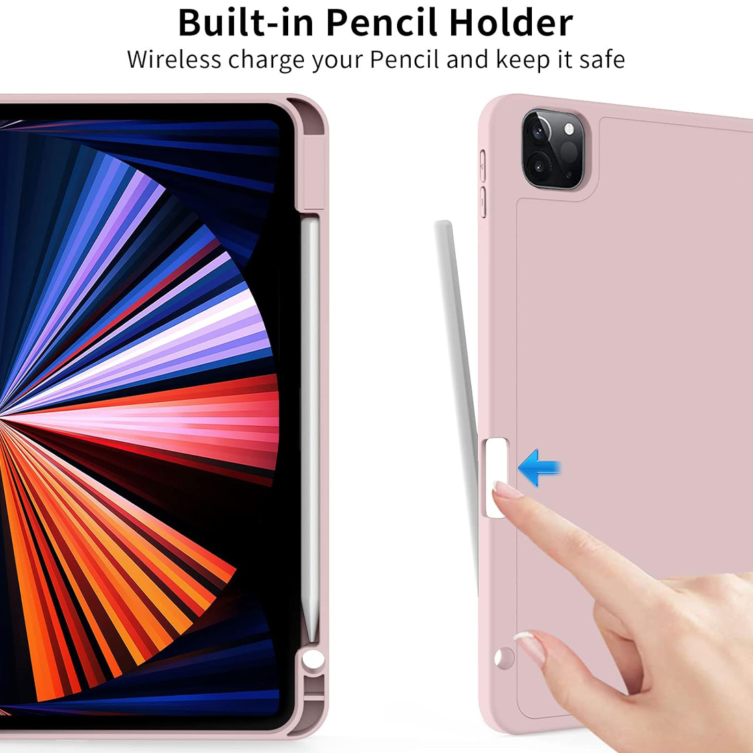 FUNDA CASE PROTECTOR DE LUJO CON SOPORTE DE LAPIZ PARA IPAD PRO 11' M1 M2 2020/2021/2022 - ROSADO - 5