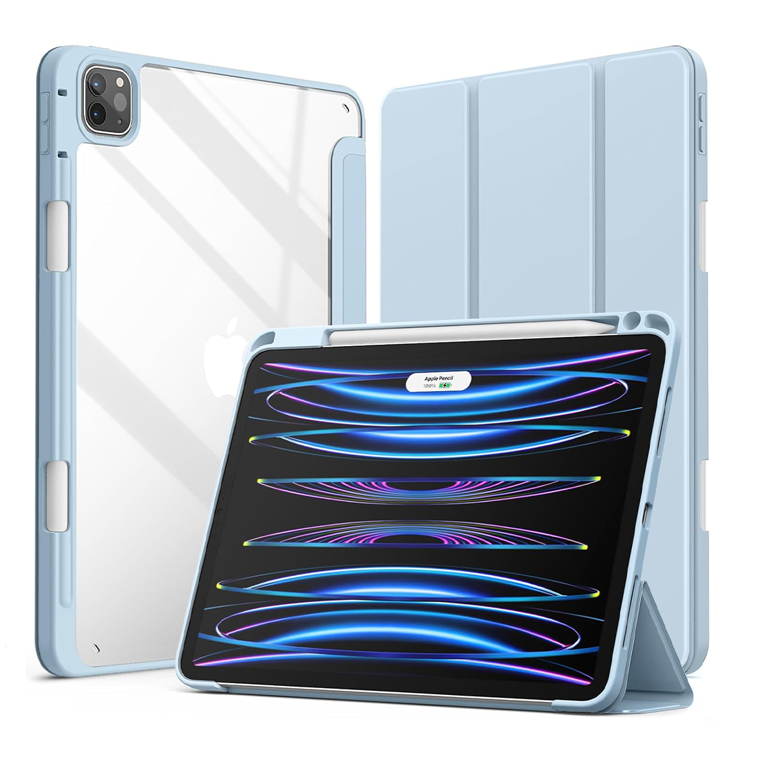 FUNDA CASE PROTECTOR HIBRIDO CON BORDE Y SOPORTE PARA EL LÁPIZ PARA IPAD PRO 11 M2 (2020/2021/2022) - CELESTE - 1