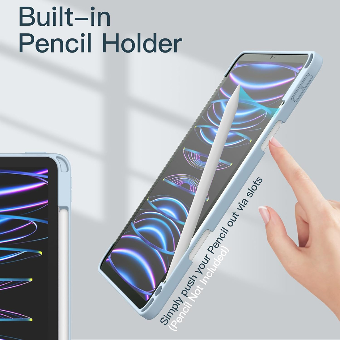 FUNDA CASE PROTECTOR HIBRIDO CON BORDE Y SOPORTE PARA EL LÁPIZ PARA IPAD PRO 11 M2 (2020/2021/2022) - CELESTE - 5