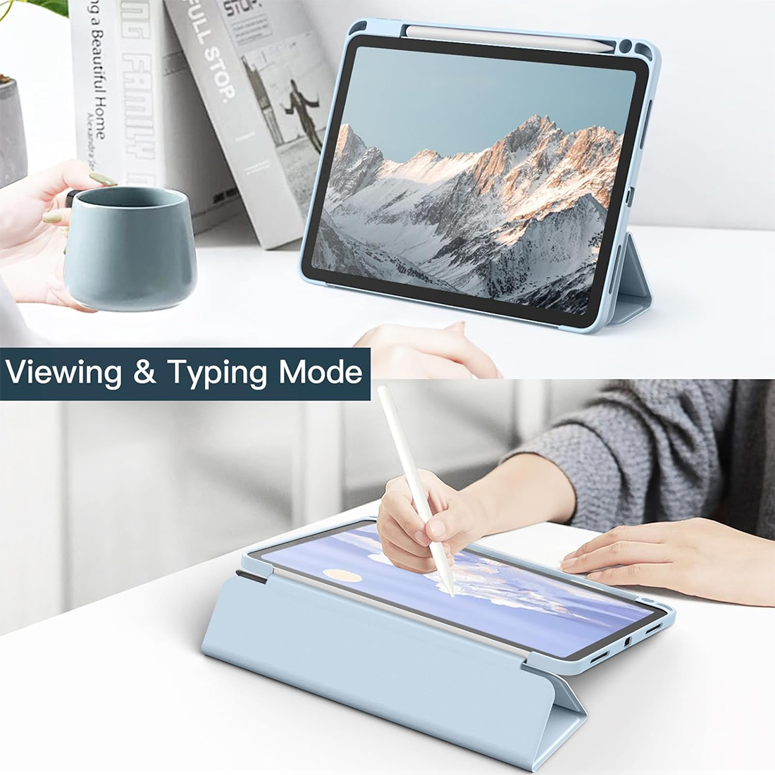FUNDA CASE PROTECTOR HIBRIDO CON BORDE Y SOPORTE PARA EL LÁPIZ PARA IPAD PRO 11 M2 (2020/2021/2022) - CELESTE - 7