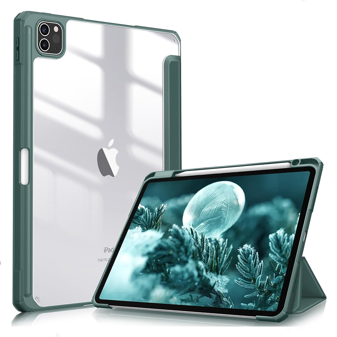 FUNDA CASE PROTECTOR HIBRIDO CON BORDE Y SOPORTE PARA EL LÁPIZ PARA IPAD PRO 11 M2 (2020/2021/2022) - VERDE OSCURO - 1
