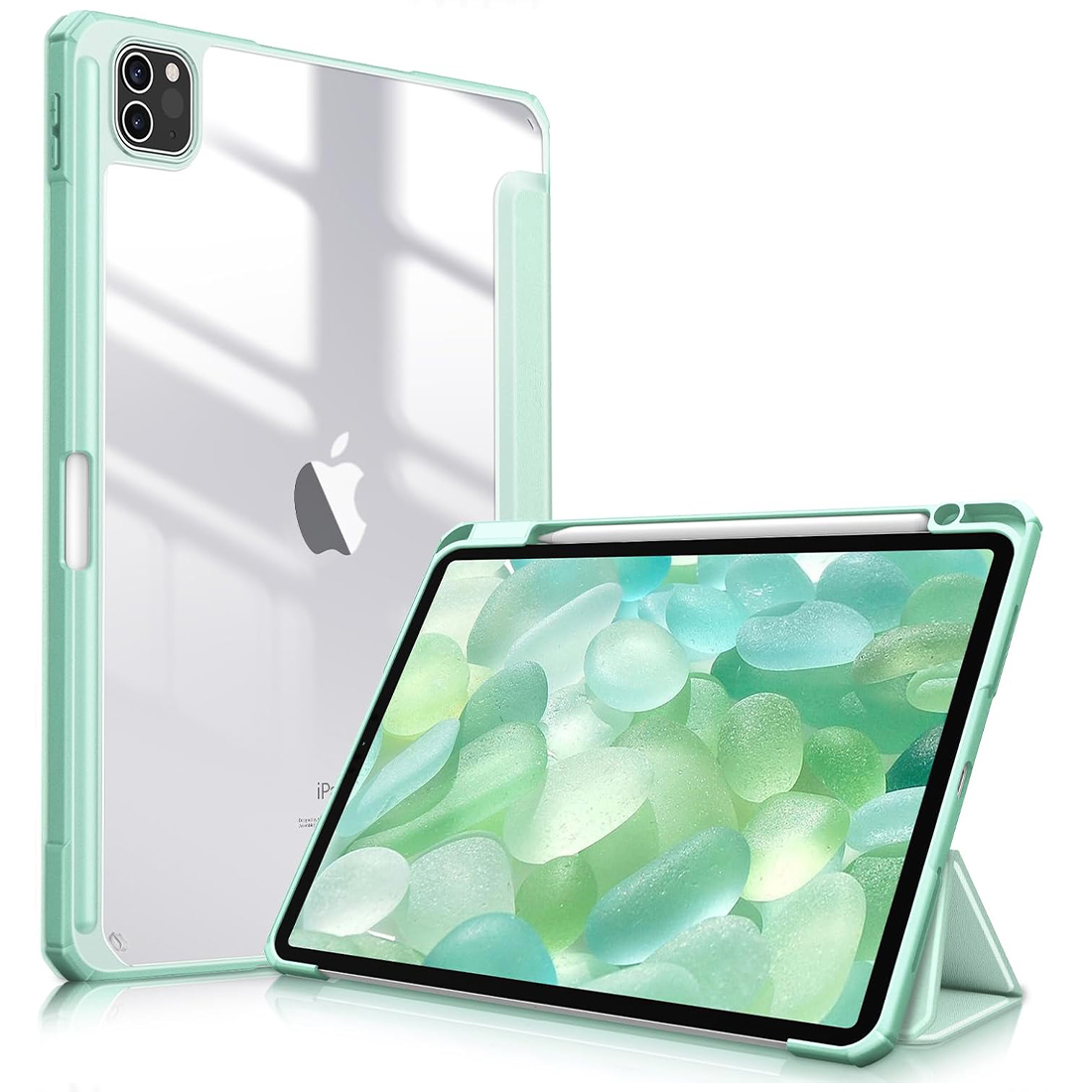 FUNDA CASE PROTECTOR HIBRIDO CON BORDE Y SOPORTE PARA EL LÁPIZ PARA IPAD PRO 11 M2 (2020/2021/2022) - VERDE CLARO - 1