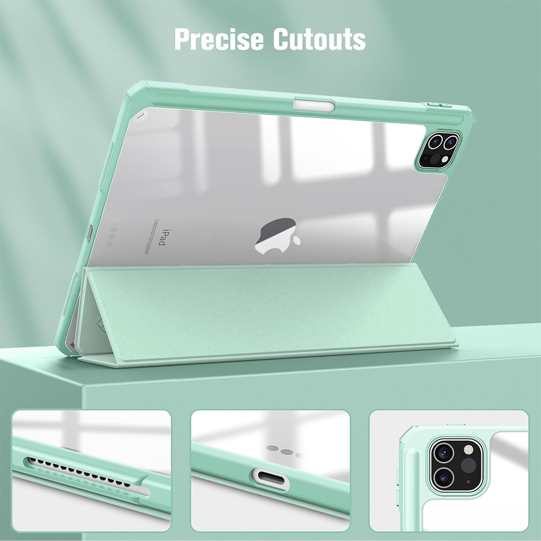 FUNDA CASE PROTECTOR HIBRIDO CON BORDE Y SOPORTE PARA EL LÁPIZ PARA IPAD PRO 11 M2 (2020/2021/2022) - VERDE CLARO - 7