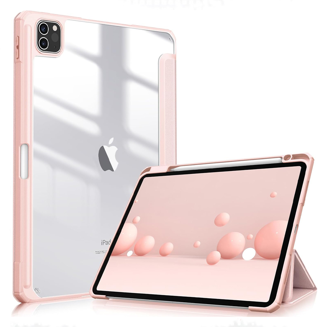 FUNDA CASE PROTECTOR HIBRIDO CON BORDE Y SOPORTE PARA EL LÁPIZ PARA IPAD PRO 11 M2 (2020/2021/2022) - ROSADO - 1
