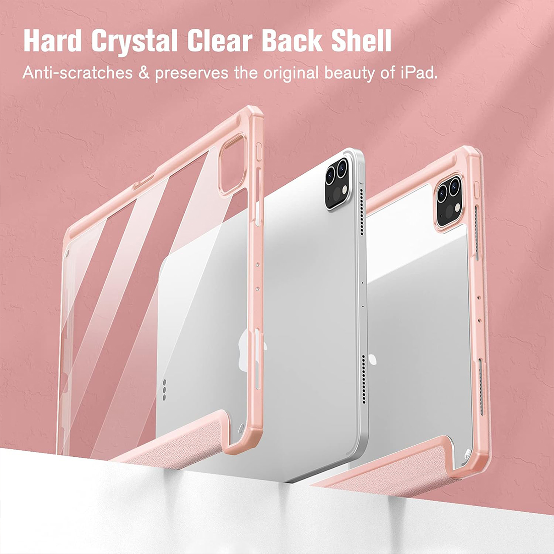 FUNDA CASE PROTECTOR HIBRIDO CON BORDE Y SOPORTE PARA EL LÁPIZ PARA IPAD PRO 11 M2 (2020/2021/2022) - ROSADO - 5