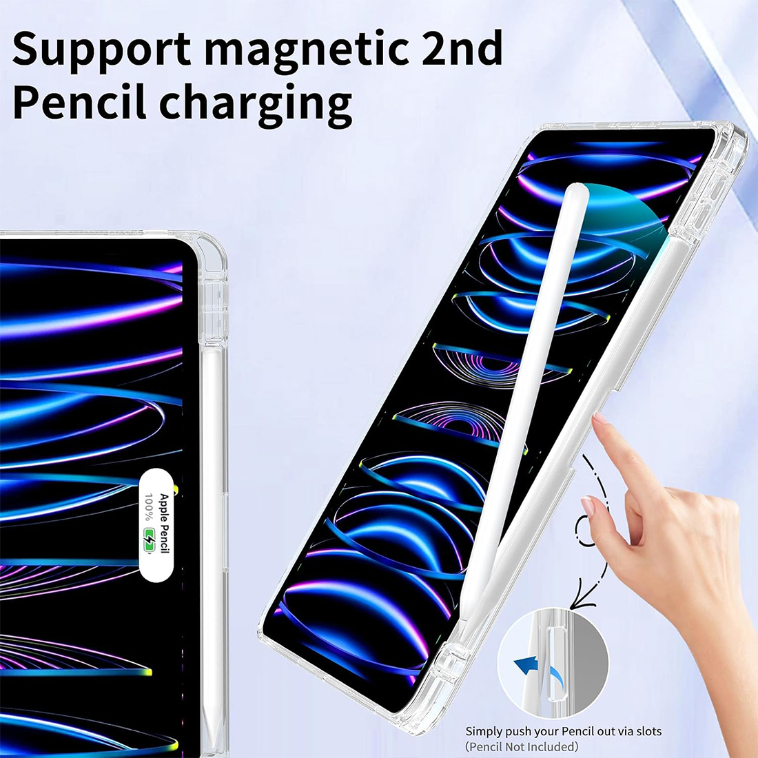 FUNDA CASE PROTECTOR HIBRIDO SIN BORDE Y SOPORTE PARA EL LÁPIZ PARA IPAD PRO 11 M2 (2020/2021/2022) - CELESTE - 4
