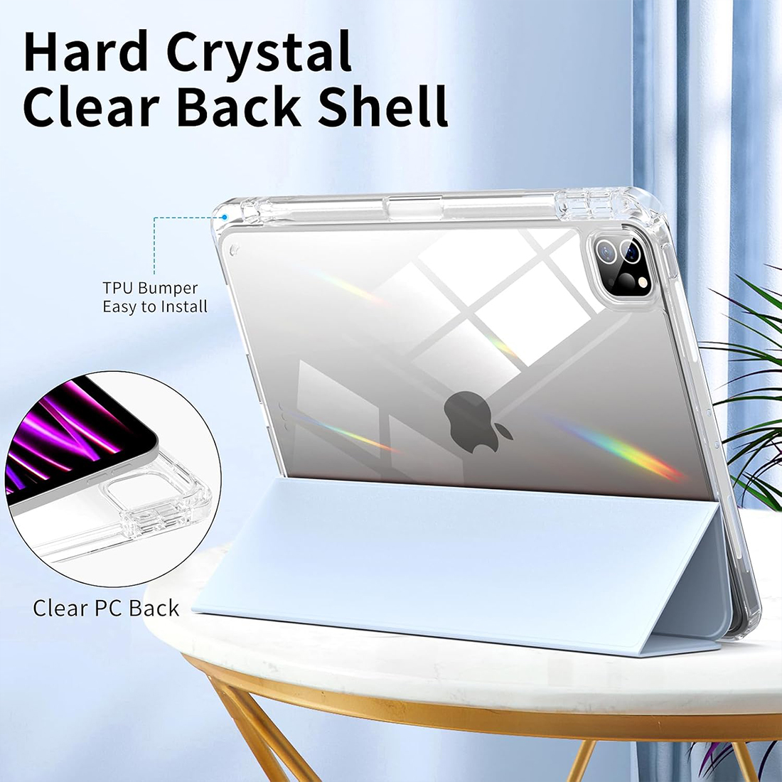 FUNDA CASE PROTECTOR HIBRIDO SIN BORDE Y SOPORTE PARA EL LÁPIZ PARA IPAD PRO 11 M2 (2020/2021/2022) - CELESTE - 6