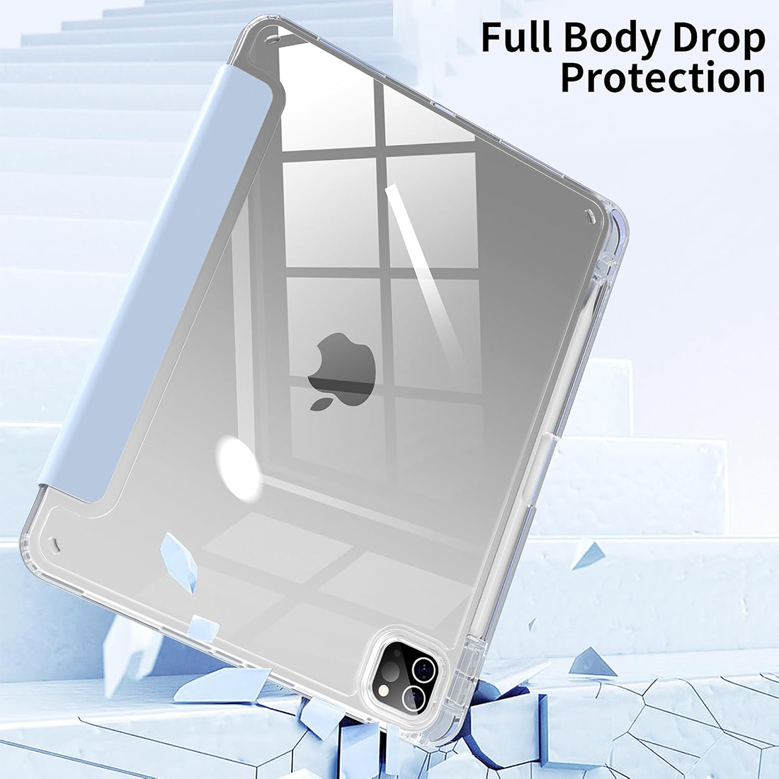 FUNDA CASE PROTECTOR HIBRIDO SIN BORDE Y SOPORTE PARA EL LÁPIZ PARA IPAD PRO 11 M2 (2020/2021/2022) - CELESTE - 8