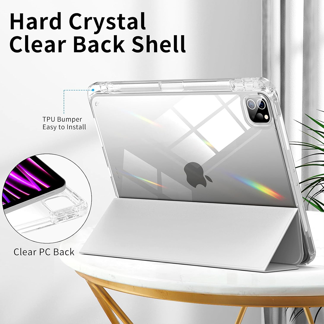 FUNDA CASE PROTECTOR HIBRIDO SIN BORDE Y SOPORTE PARA EL LÁPIZ PARA IPAD PRO 11 M2 (2020/2021/2022) - GRIS - 6
