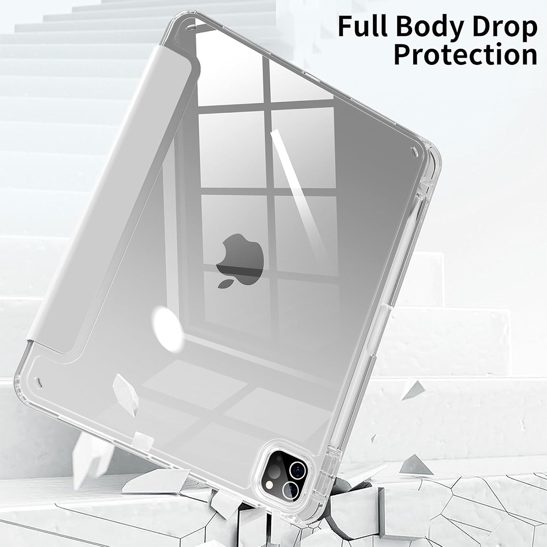FUNDA CASE PROTECTOR HIBRIDO SIN BORDE Y SOPORTE PARA EL LÁPIZ PARA IPAD PRO 11 M2 (2020/2021/2022) - GRIS - 8