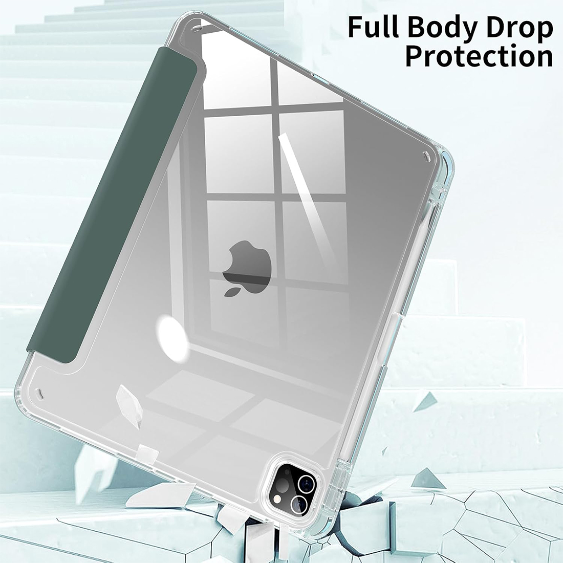 FUNDA CASE PROTECTOR HIBRIDO SIN BORDE Y SOPORTE PARA EL LÁPIZ PARA IPAD PRO 11 M2 (2020/2021/2022) - VERDE OSCURO - 8