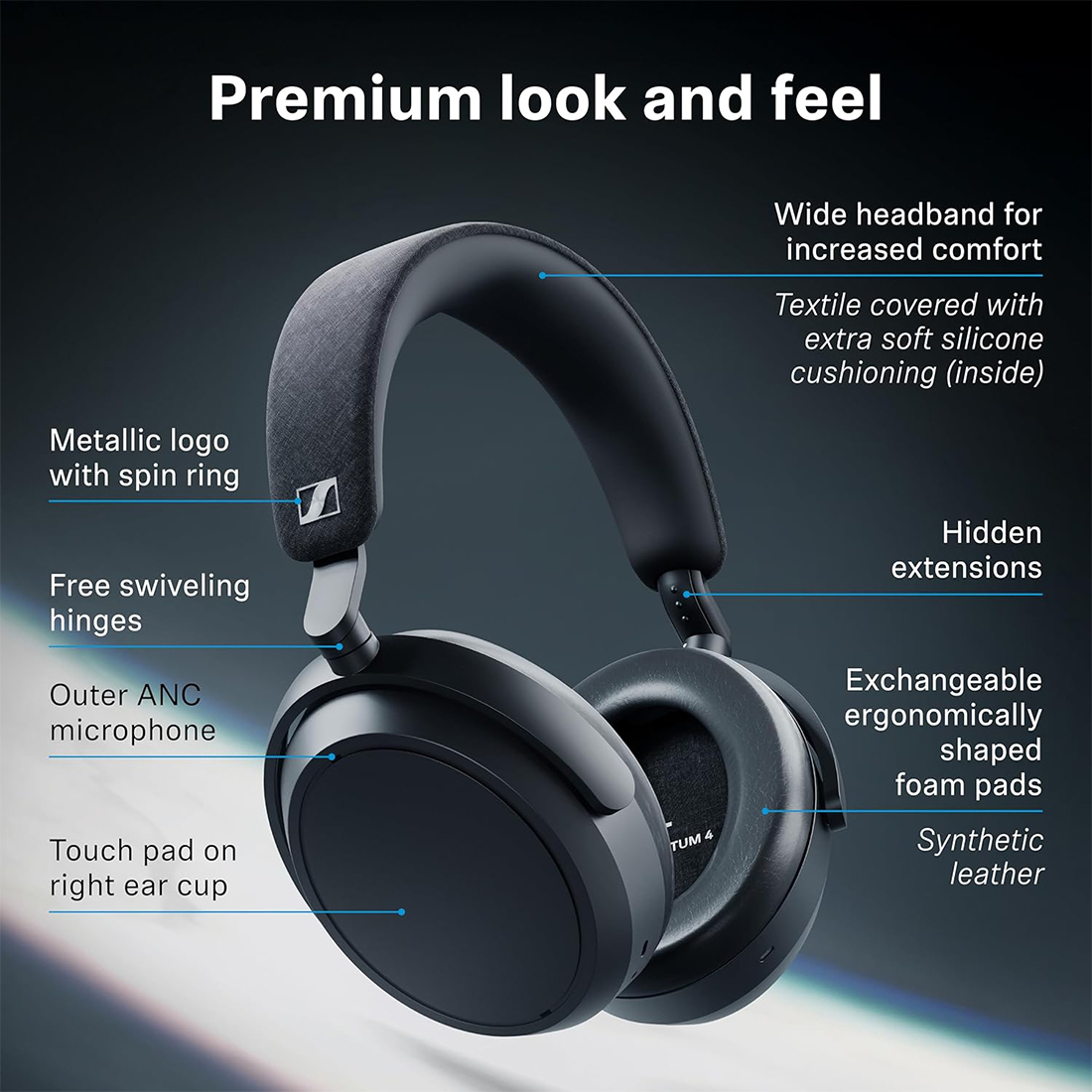 AUDIFONOS AURICULARES SENNHEISER MOMENTUM 4 WIRELESS 60 HORAS - WHITE - 9