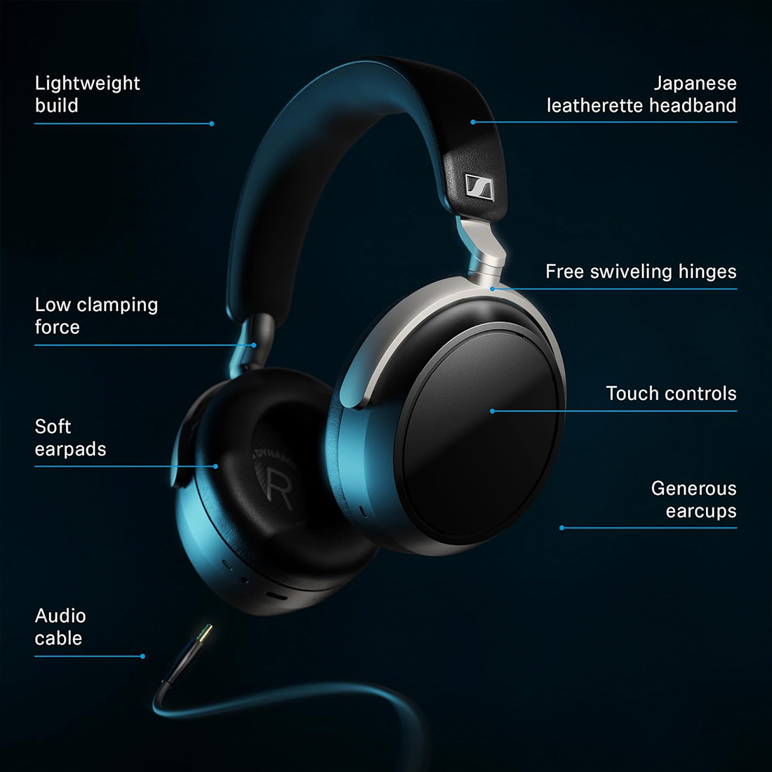 AUDIFONOS AURICULARES INALAMBRICOS SENNHEISER HDB 630 WIRELESS AUDIOPHILE HEADPHONE ANC 60H - NEGRO - 5