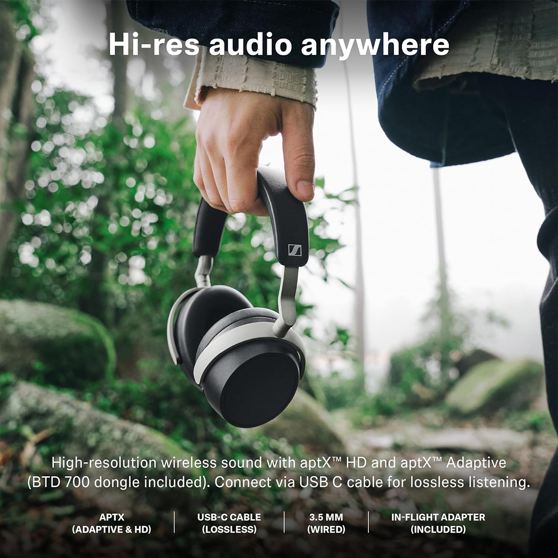AUDIFONOS AURICULARES INALAMBRICOS SENNHEISER HDB 630 WIRELESS AUDIOPHILE HEADPHONE ANC 60H - NEGRO - 6