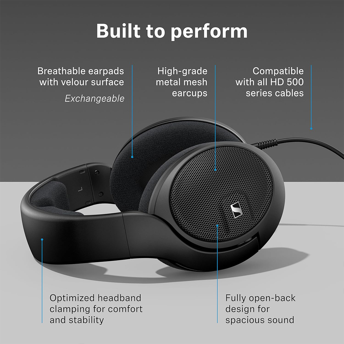 AUDIFONOS AURICULARES SENNHEISER HD 560S OPEN-BACK HEADPHONES - NEGRO - 9