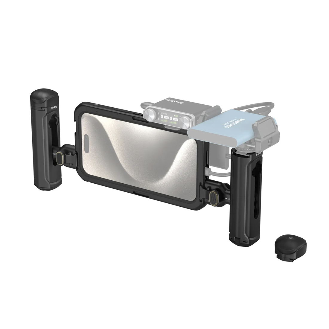 CARCASA JAULA SMALLRIG MOBILE VIDEO KIT (DUAL HANDHELD) PARA CELUAR IPHONE 15 PRO MAX MODELO 4293 - DE ALUMINIO EN COLOR NEGRO - 4