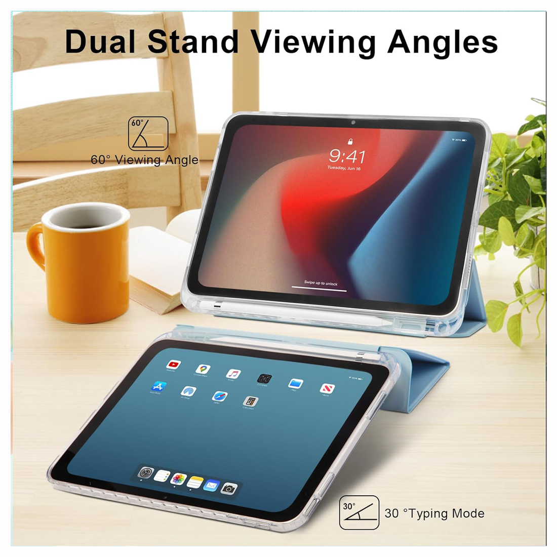 CASE SMART PARA IPAD A16 11VA GEN 2025 - CELESTE - 5