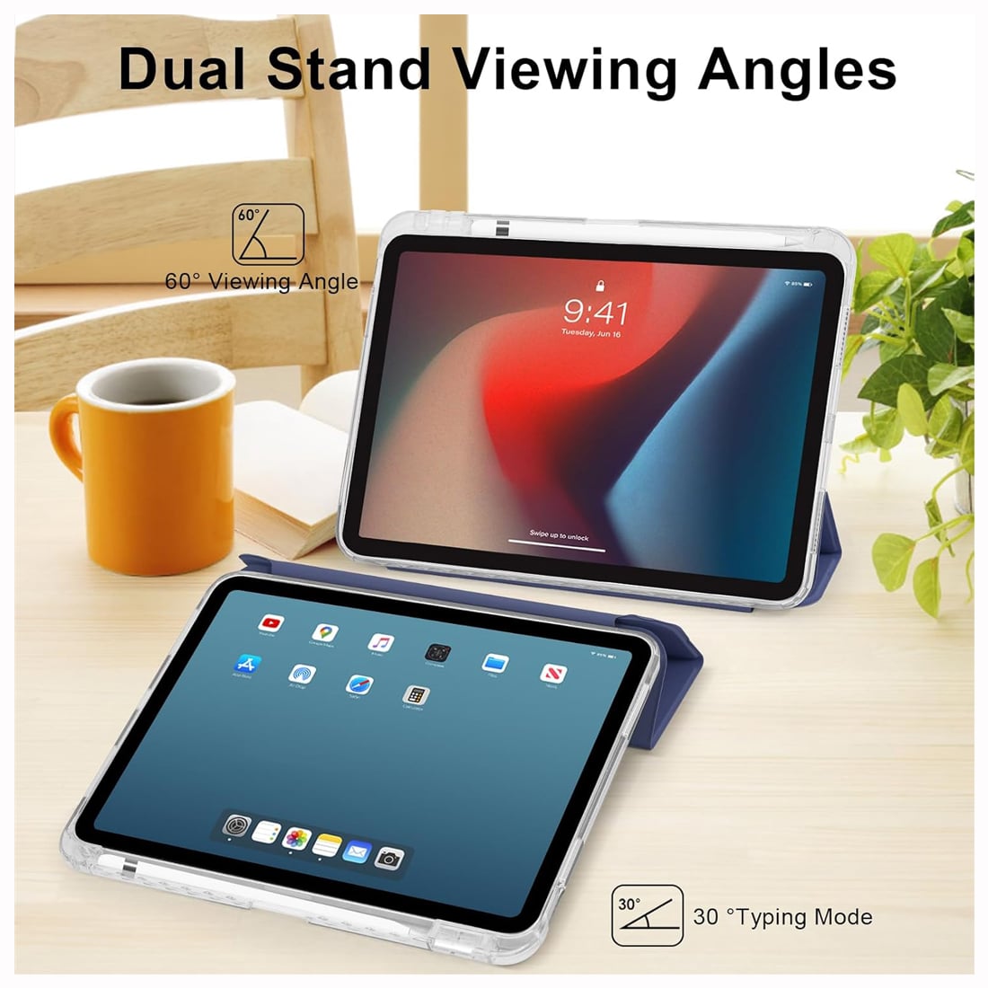 CASE SMART IPAD A16 11VA GEN 2025 10MA 2022 - AZUL TRANSP - 3
