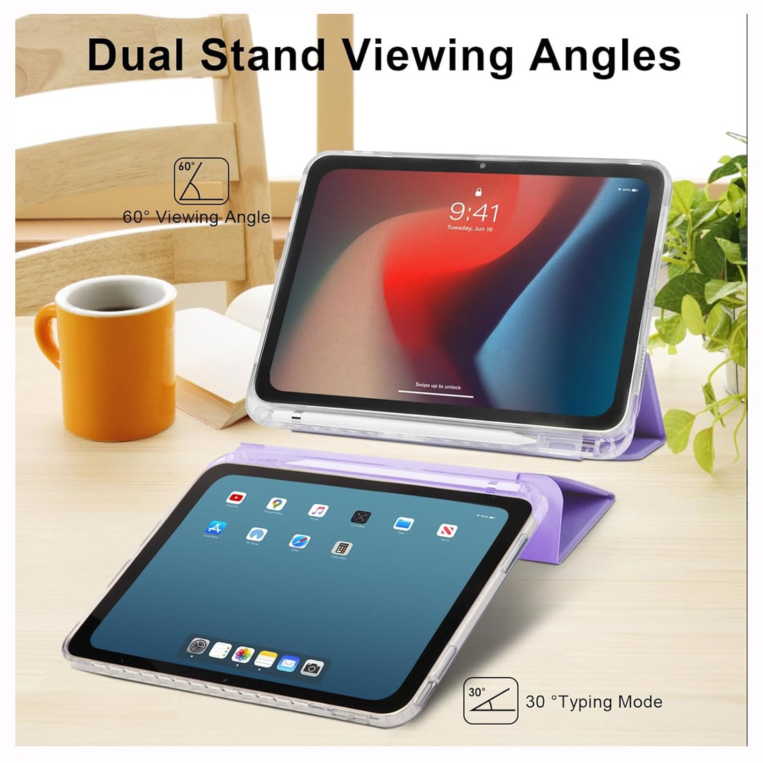 CASE SMART PARA IPAD A16 11TH GEN 2025 10TH GEN 2022 - LILA - 4