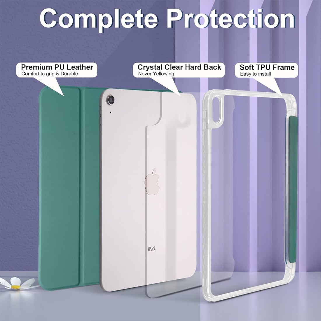 CASE SMART PARA IPAD A16 11TH GEN 2025 10TH GEN 2022 - VERDE DARK - 2