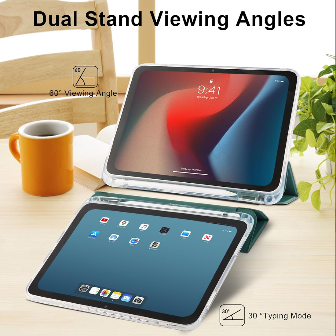 CASE SMART PARA IPAD A16 11TH GEN 2025 10TH GEN 2022 - VERDE DARK - 4