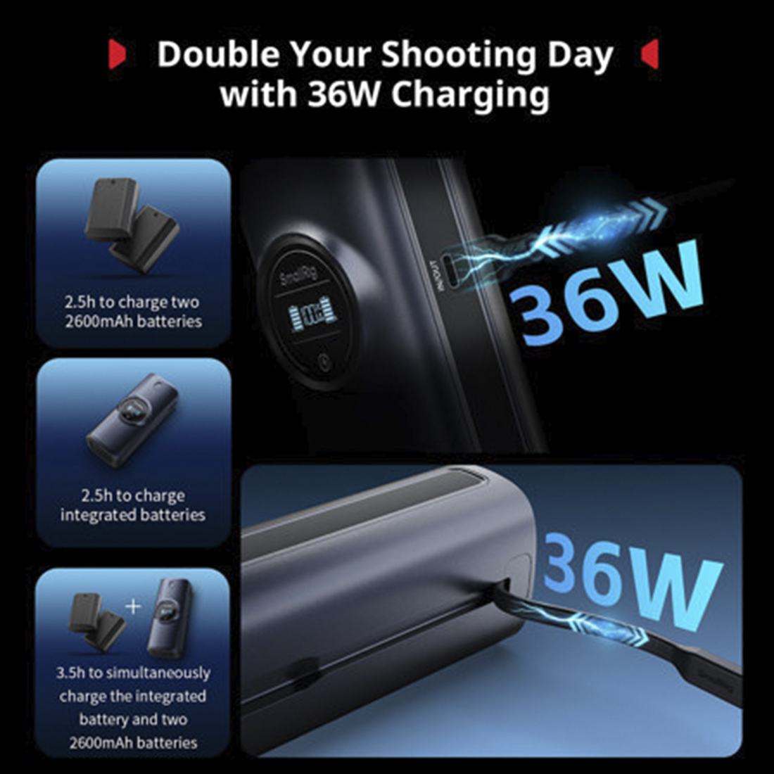 SMALLRIG 5109 POWER BANK FOR SONY NP FZ100 13600MAH 36W - 9