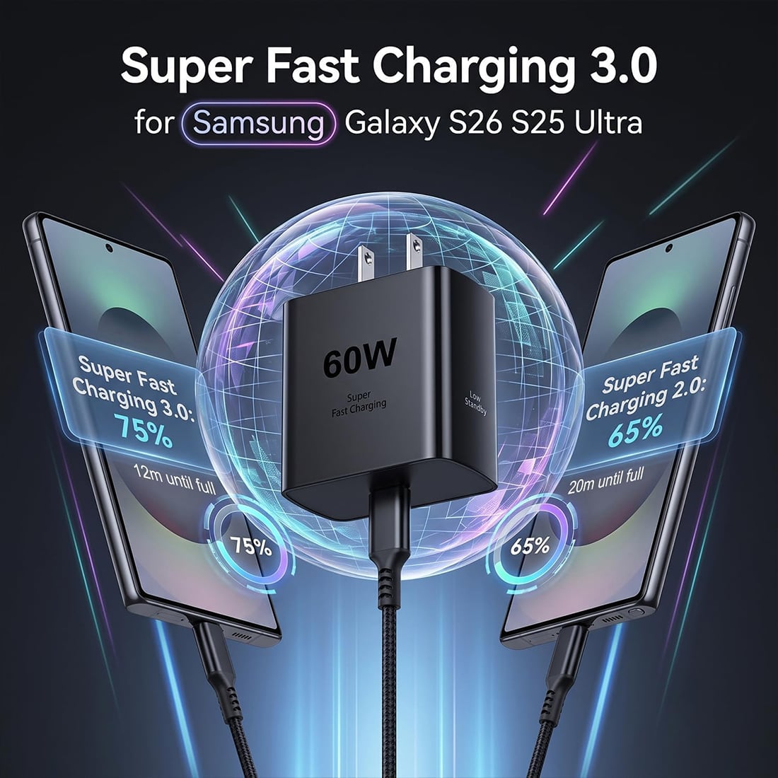 SAMSUNG 60W POWER ADAPTER USB-C CARGA SUPER RAPIDA - 2