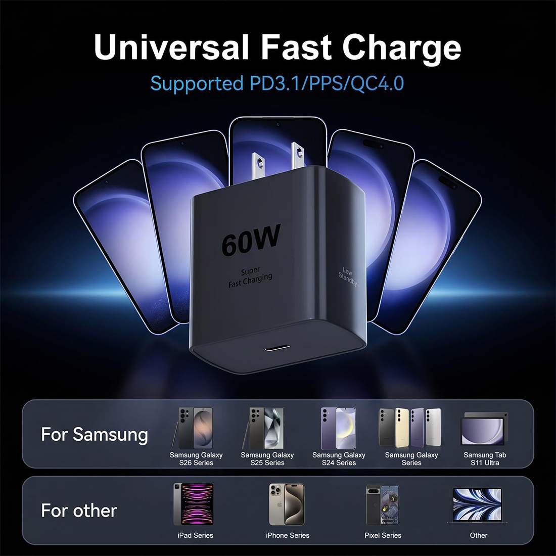 SAMSUNG 60W POWER ADAPTER USB-C CARGA SUPER RAPIDA - 7