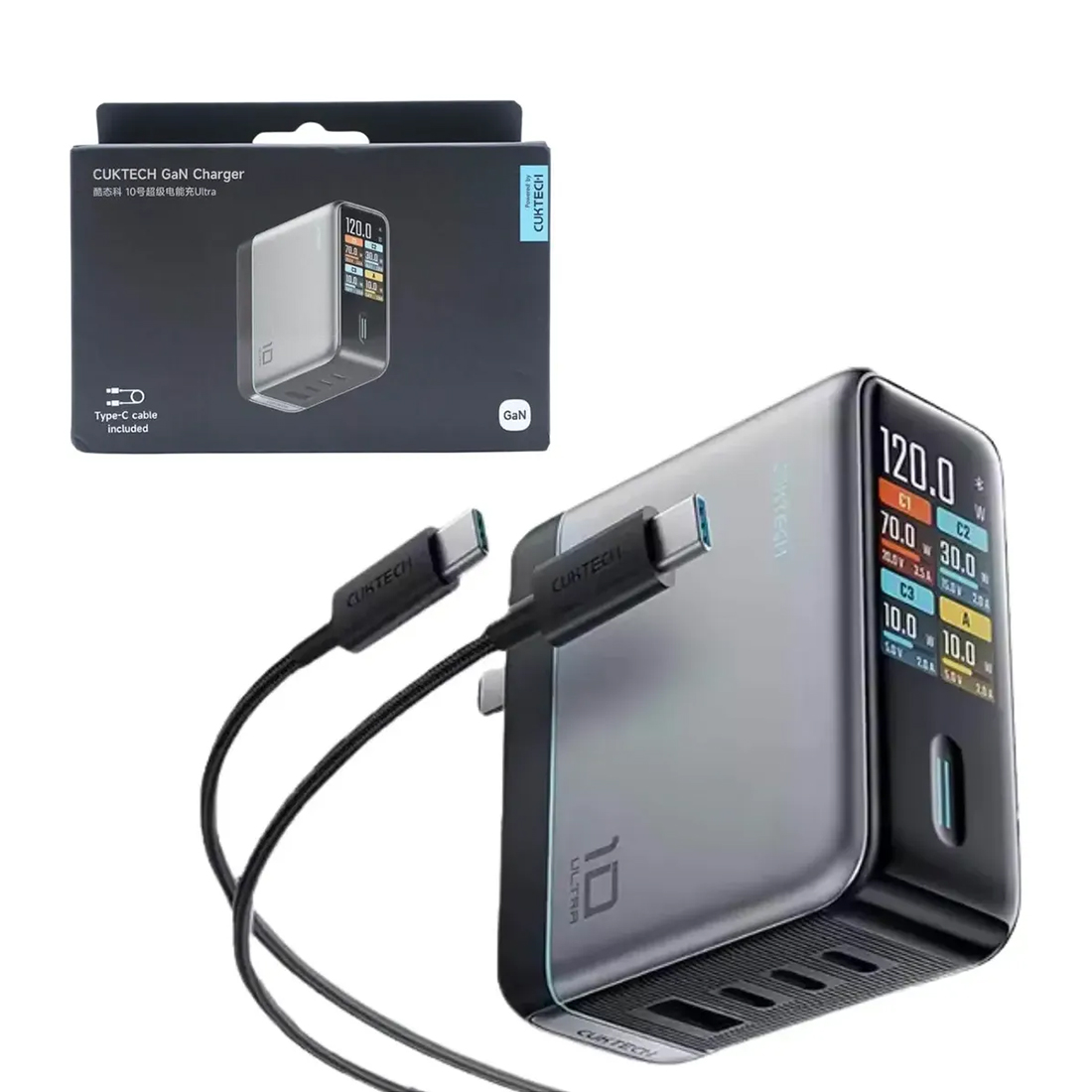 CARGADOR CUKTECH GAN CHARGER 120W 10 ULTRA AD1204U - 8