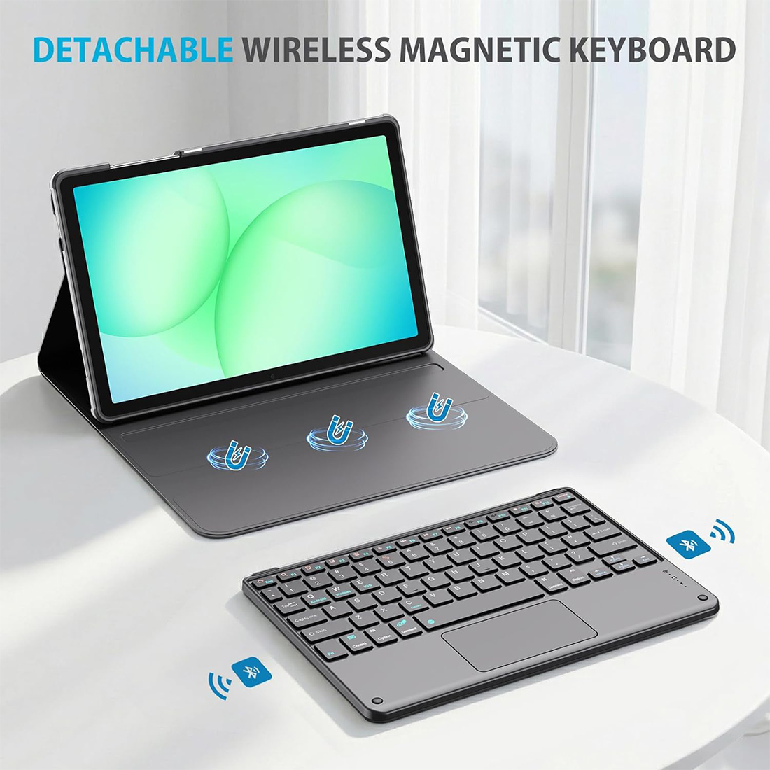 FUNDA CASE CON TECLADO KEYBOARD PARA SAMSUNG TAB A9+ 11'(2023) Y TAB A11+ 11' (2025) RECARGABLE TIPO C - NEGRO - 4