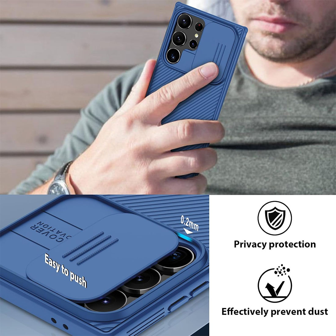 FUNDA PROTECTOR NILLKIN CAMSHIELD PRO CASE SAMSUNG GALAXY S24 ULTRA - AZUL - 7