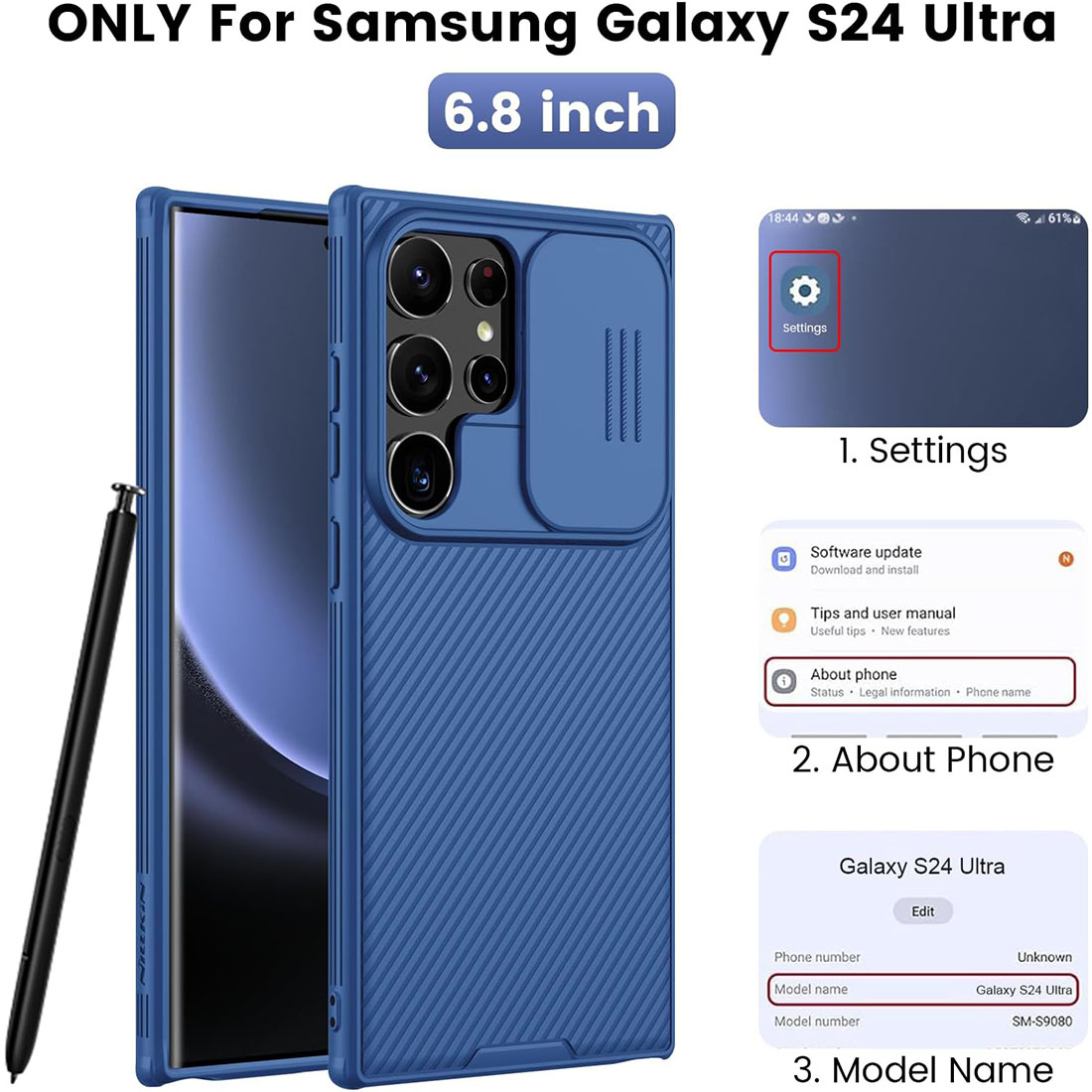 FUNDA PROTECTOR NILLKIN CAMSHIELD PRO CASE SAMSUNG GALAXY S24 ULTRA - AZUL - 9