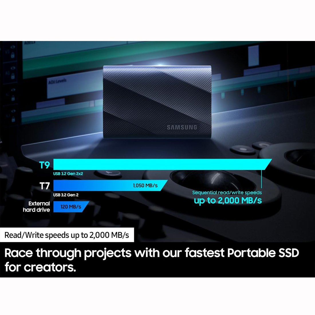 SAMSUNG T9 SSD PORTATIL DE 2TB USB 3.2 2,000 MB/S - 3