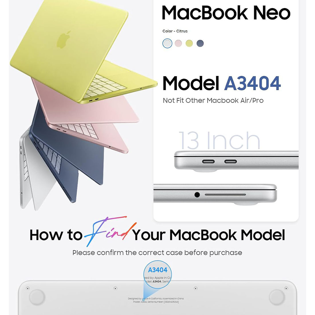 FUNDA CASE PROTECTOR ACRILICO MACBOOCK NEO 13 CHIP A18 PRO MODELO A3404 (2026) - TRANSPARENTE - 8