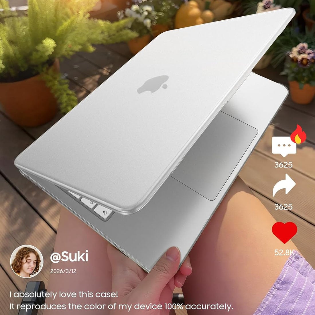FUNDA CASE PROTECTOR ACRILICO MACBOOCK NEO 13 CHIP A18 PRO MODELO A3404 (2026) - BLANCO MATE - 3