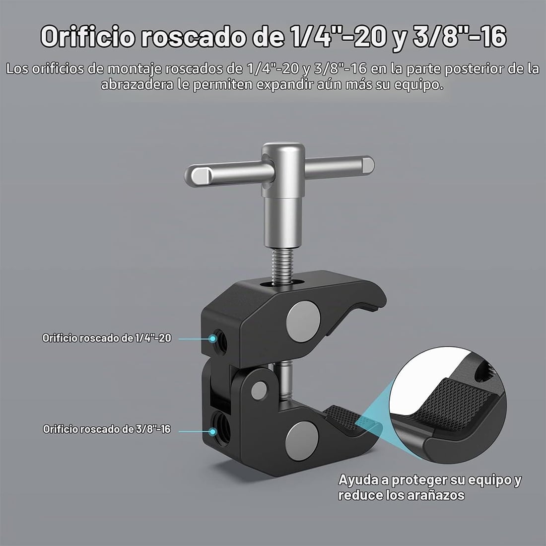 ABRAZADERA O SOPORTES DE PINZA PARA CÁMARAS GOPRO 9, 10, 11, 12, 13 - NEGRO - 2