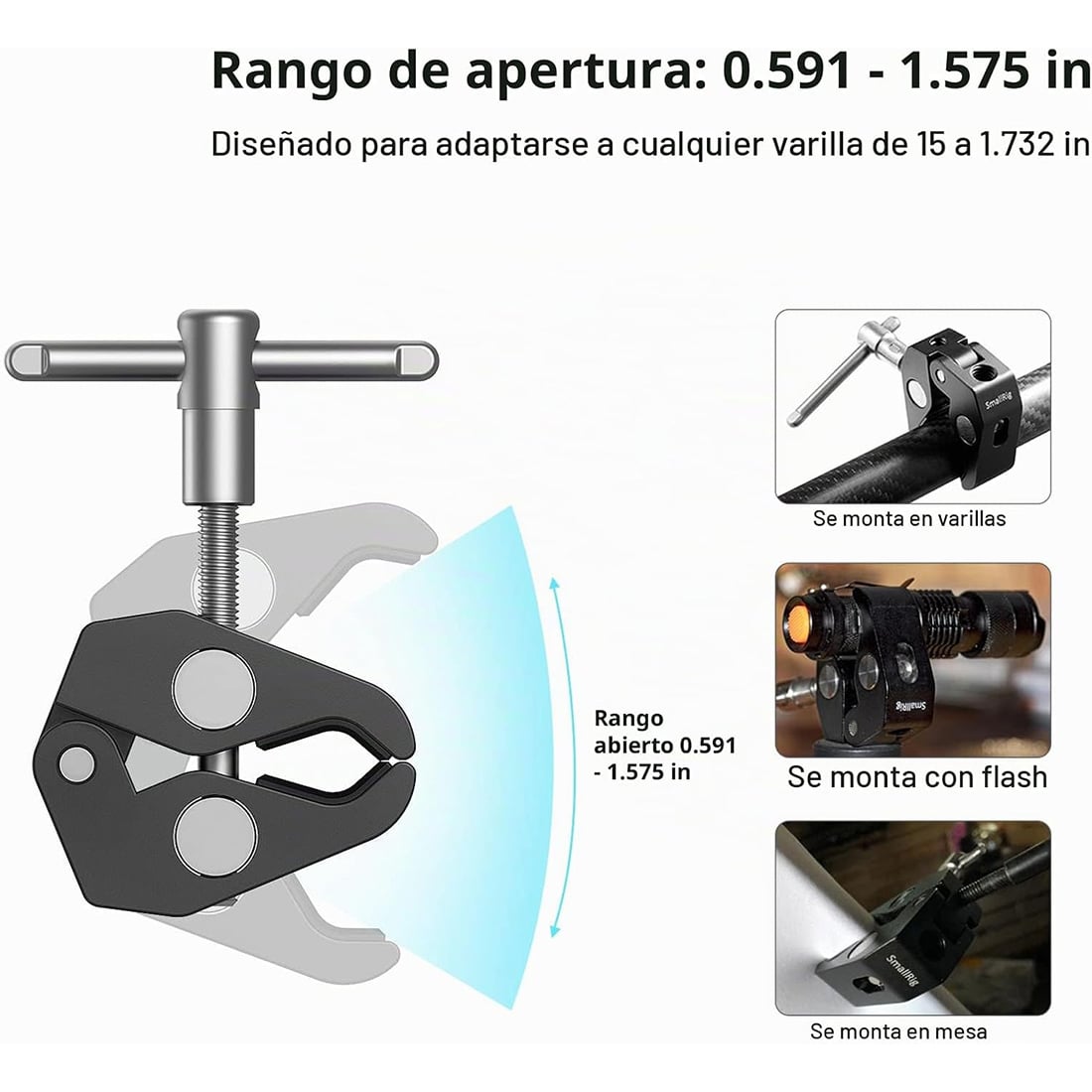 ABRAZADERA O SOPORTES DE PINZA PARA CÁMARAS GOPRO 9, 10, 11, 12, 13 - NEGRO - 3