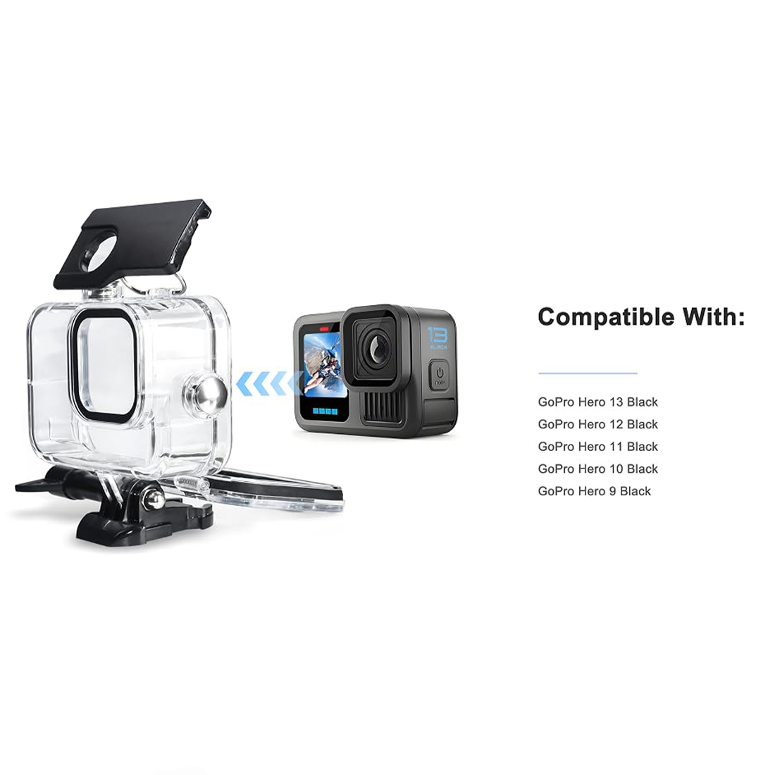 CARCASA CASE PROTECTOR PARA CÁMARAS GOPRO 9, 10, 11, 12, 13 - TRANSPARENTE - 5