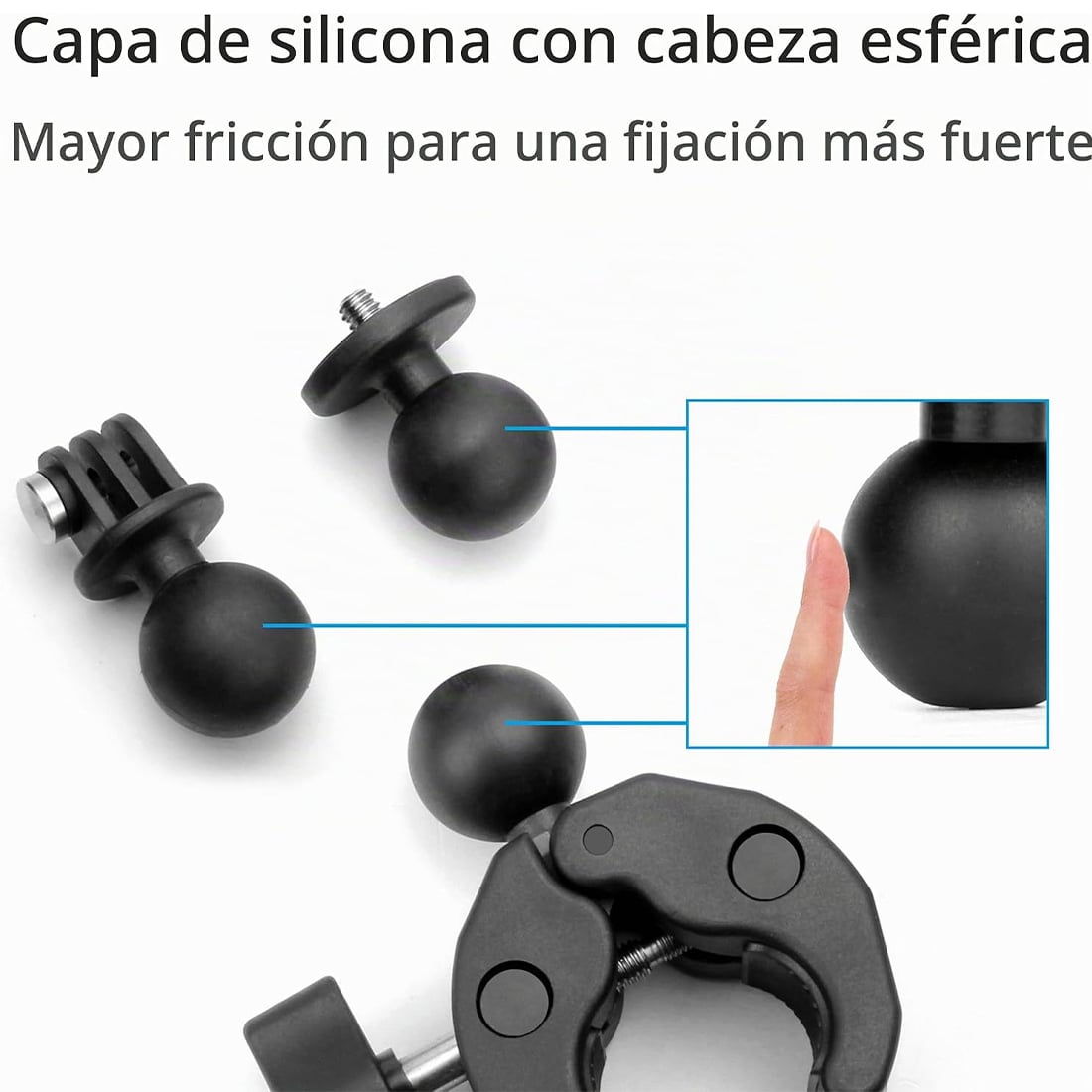 SOPORTE DE ABRAZADERA CON CABEZAS ESFÉRICAS DUALES DE 360° PARA TELÉFONO, CÁMARA GOPRO 9 10 11 12 13, INSTA360, DJI OSMO - 3
