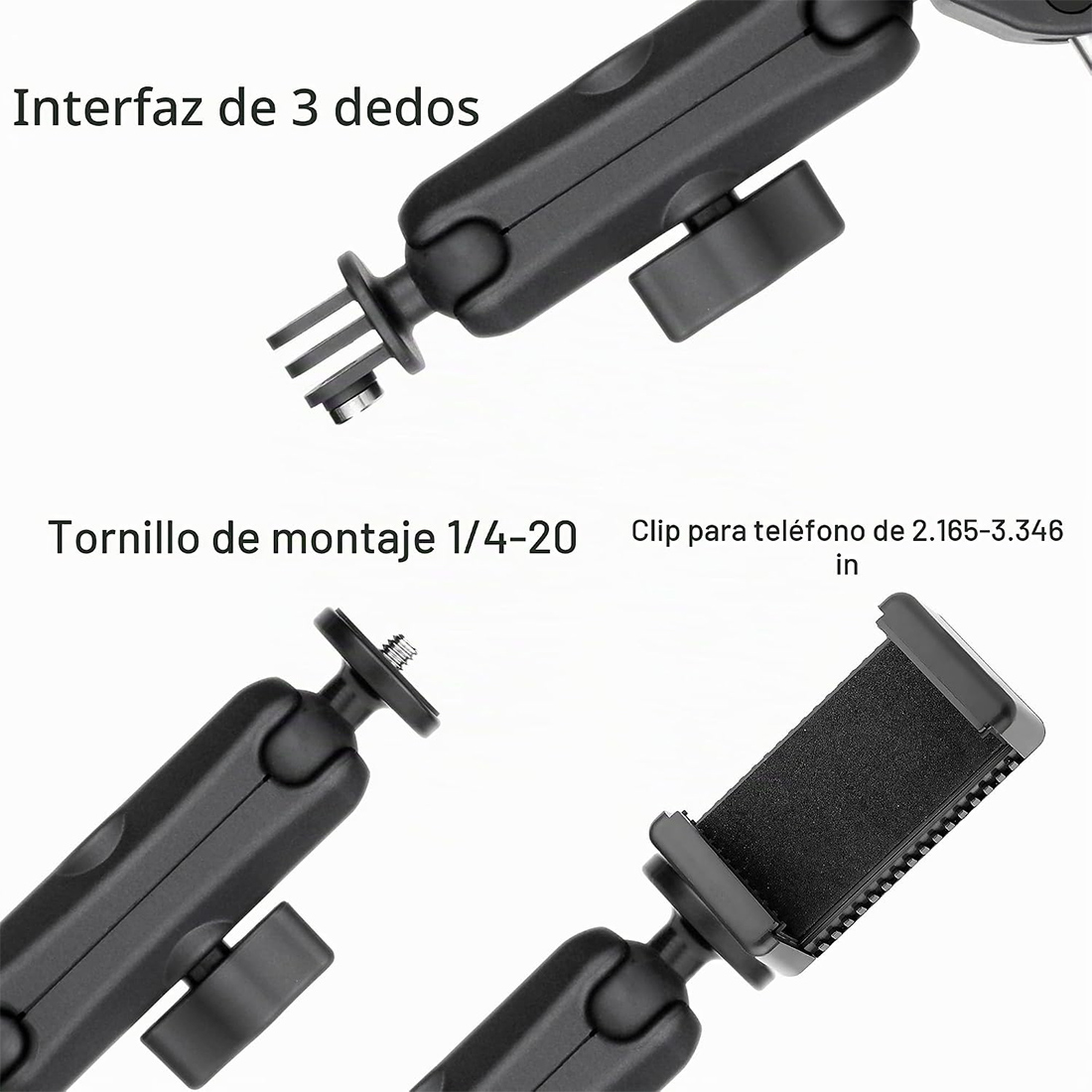 SOPORTE DE ABRAZADERA CON CABEZAS ESFÉRICAS DUALES DE 360° PARA TELÉFONO, CÁMARA GOPRO 9 10 11 12 13, INSTA360, DJI OSMO - 4