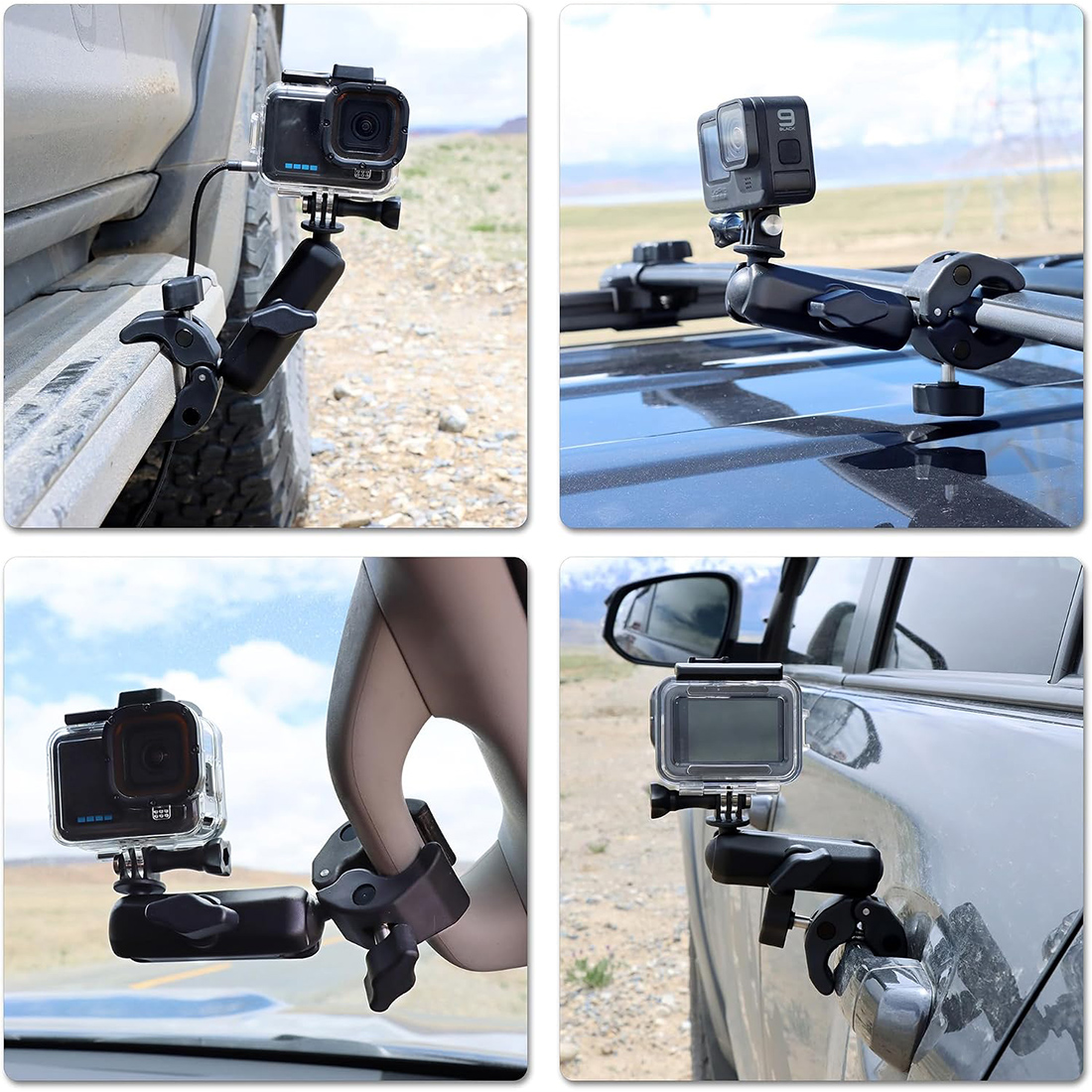 SOPORTE DE ABRAZADERA CON CABEZAS ESFÉRICAS DUALES DE 360° PARA TELÉFONO, CÁMARA GOPRO 9 10 11 12 13, INSTA360, DJI OSMO - 5