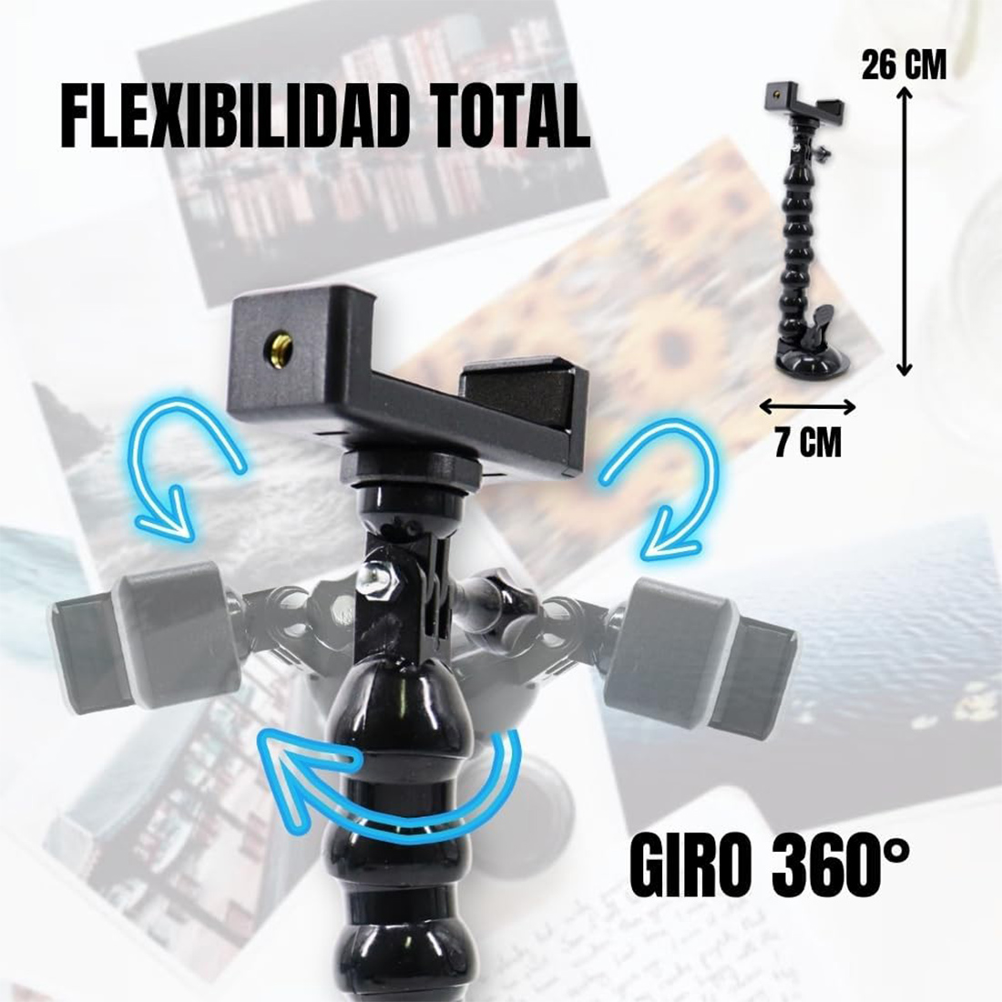 SOPORTE FLEXIBLE 360 O CUELLO DE GANSO CON VENTOSA - 3