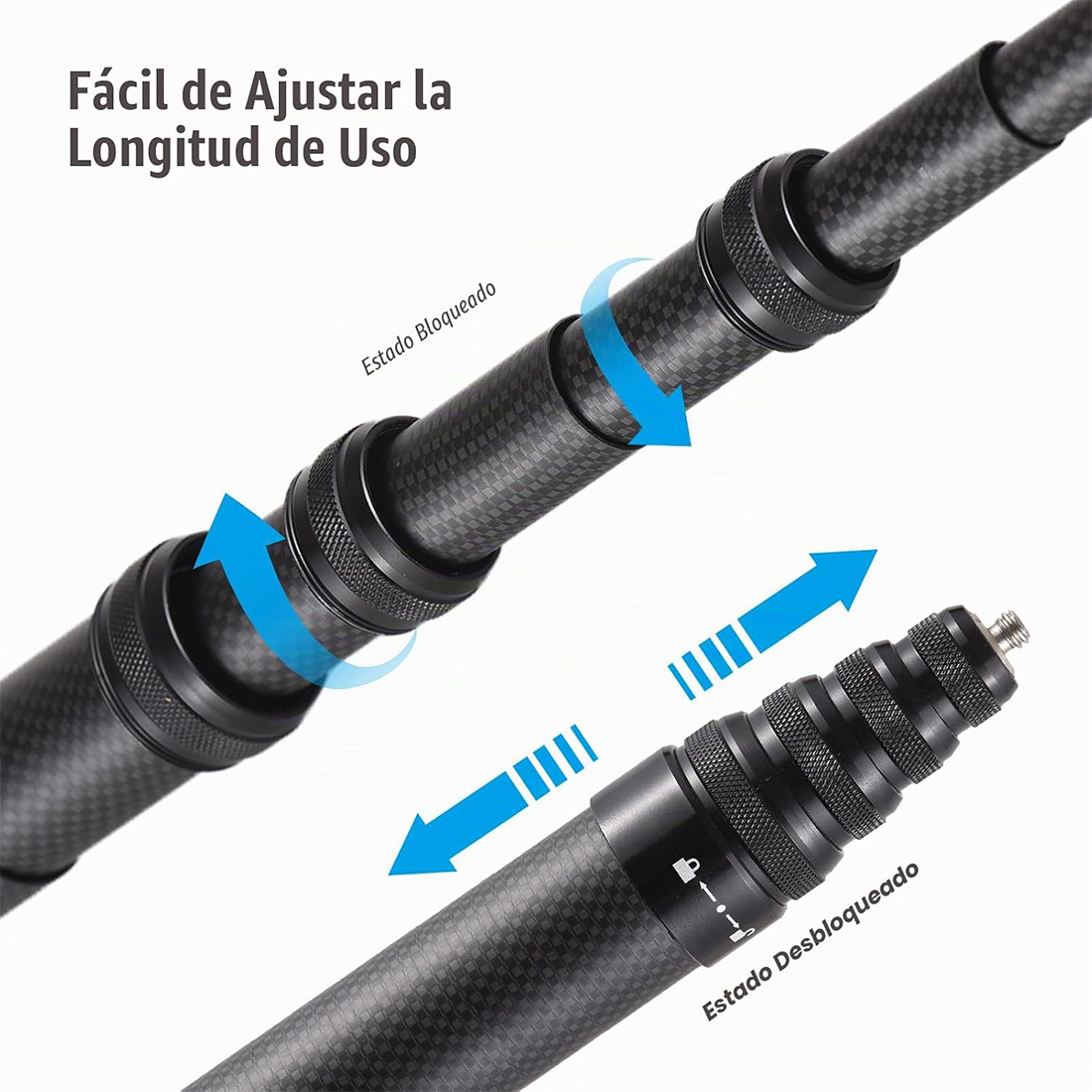 PALO DE EXTENSIÓN DE FIBRA DE CARBONO DE 40 PULGADAS APROX. (1,20 M) - 5
