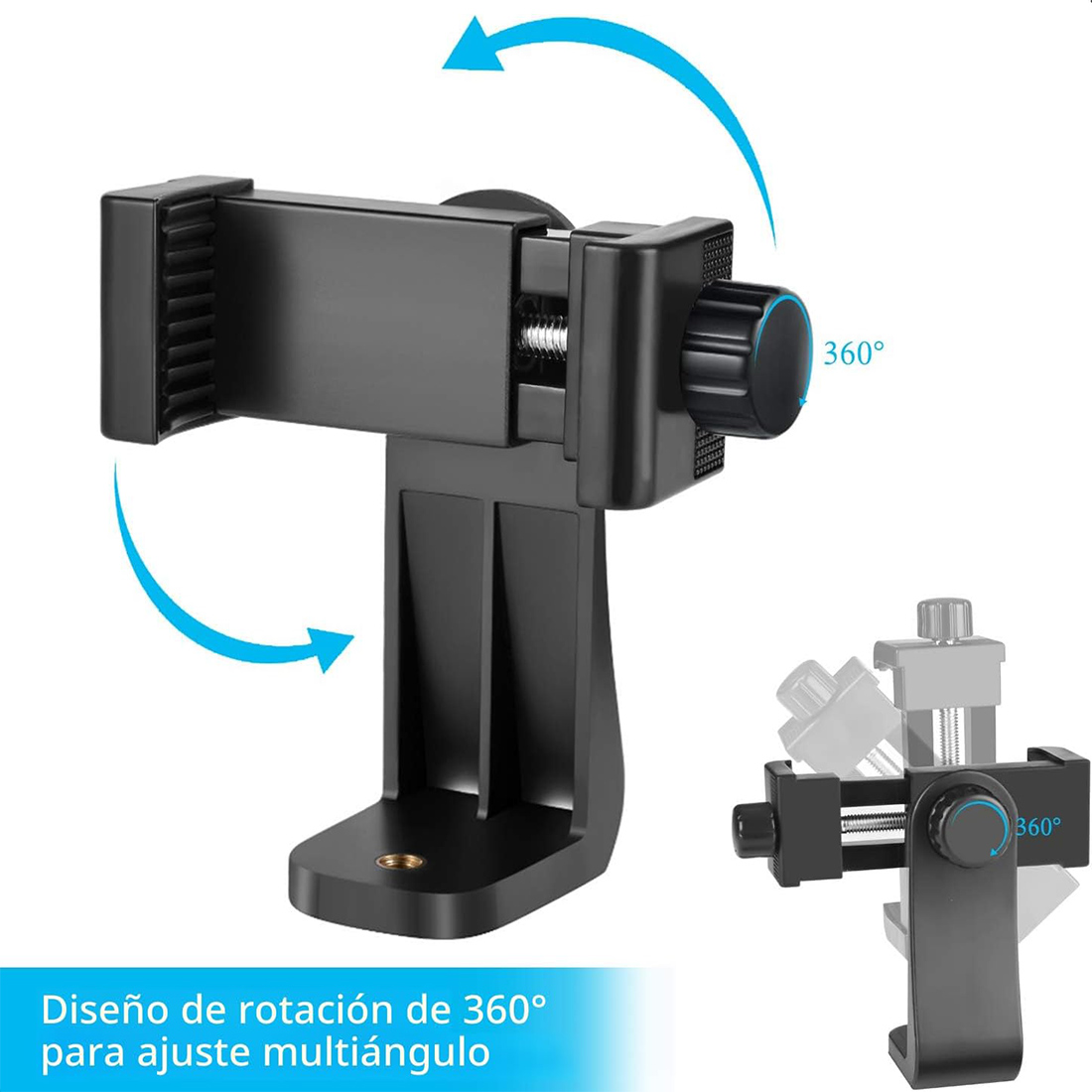 SOPORTE PARA CELULAR/ADAPTADOR DE MONTAJE DE TRÍPODE VERTICAL Y HORIZONTAL SOPORTE GIRATORIO CON TORNILLO Y CLIP AJUSTABLE - 2