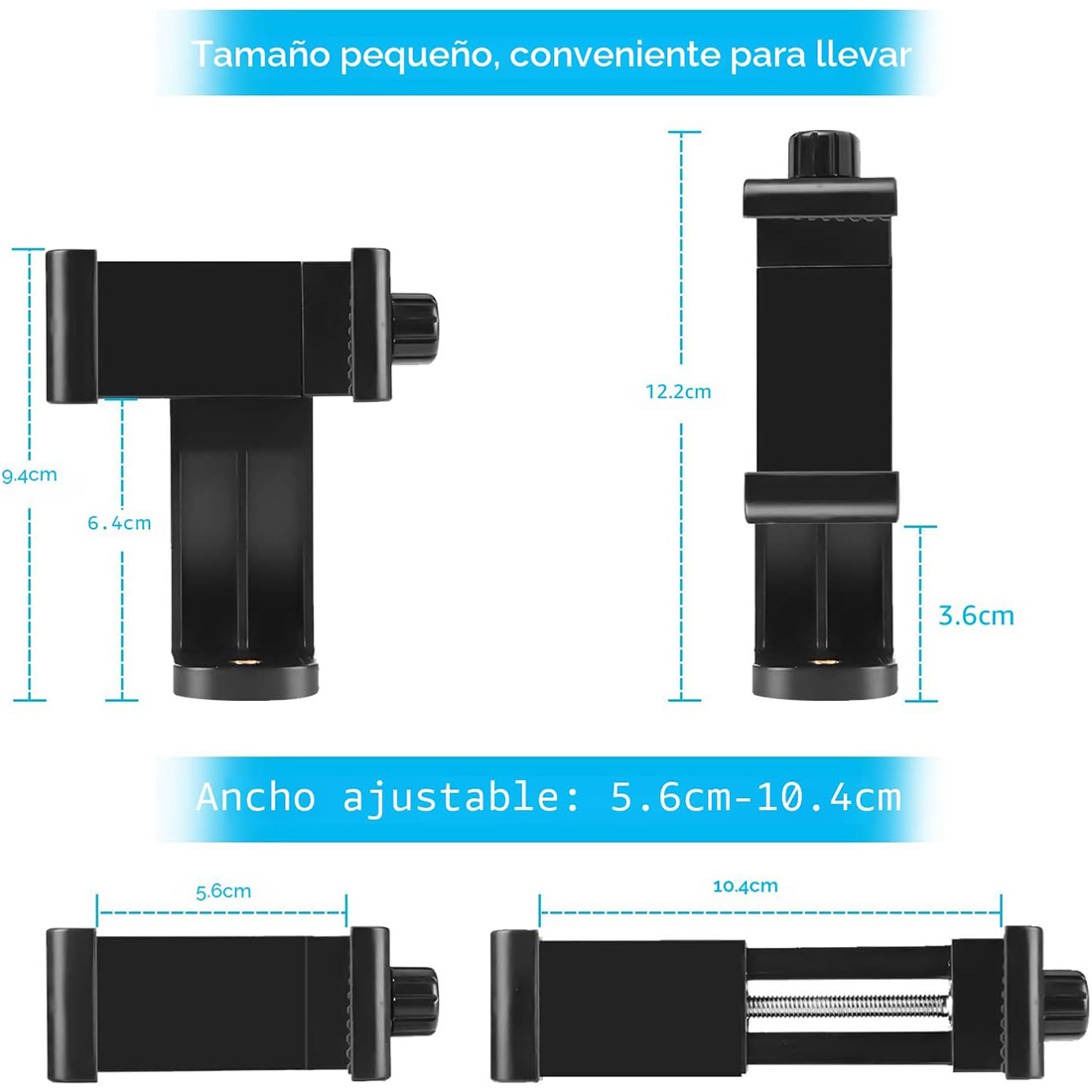 SOPORTE PARA CELULAR/ADAPTADOR DE MONTAJE DE TRÍPODE VERTICAL Y HORIZONTAL SOPORTE GIRATORIO CON TORNILLO Y CLIP AJUSTABLE - 5