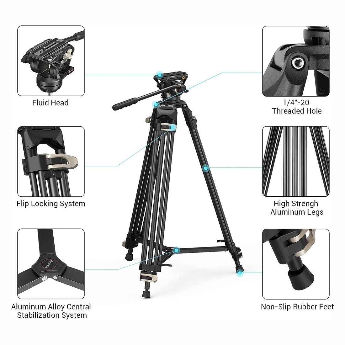 TRÍPODE DE VIDEO SMALLRIG AD-01 CON CABEZAL FLUIDO HASTA 8K - 2