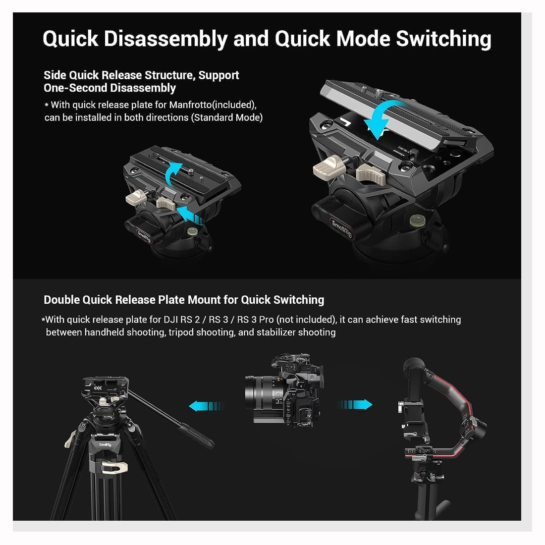 TRÍPODE DE VIDEO SMALLRIG AD-01 CON CABEZAL FLUIDO HASTA 8K - 5