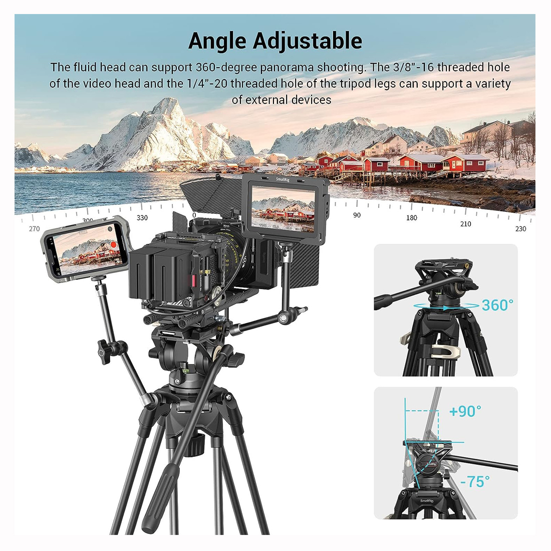 TRÍPODE DE VIDEO SMALLRIG AD-01 CON CABEZAL FLUIDO HASTA 8K - 7