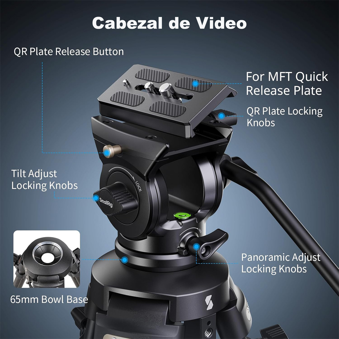 TRÍPODE DE VIDEO SMALLRIG AD.50 LITE CON CABEZAL FLUIDO - 2