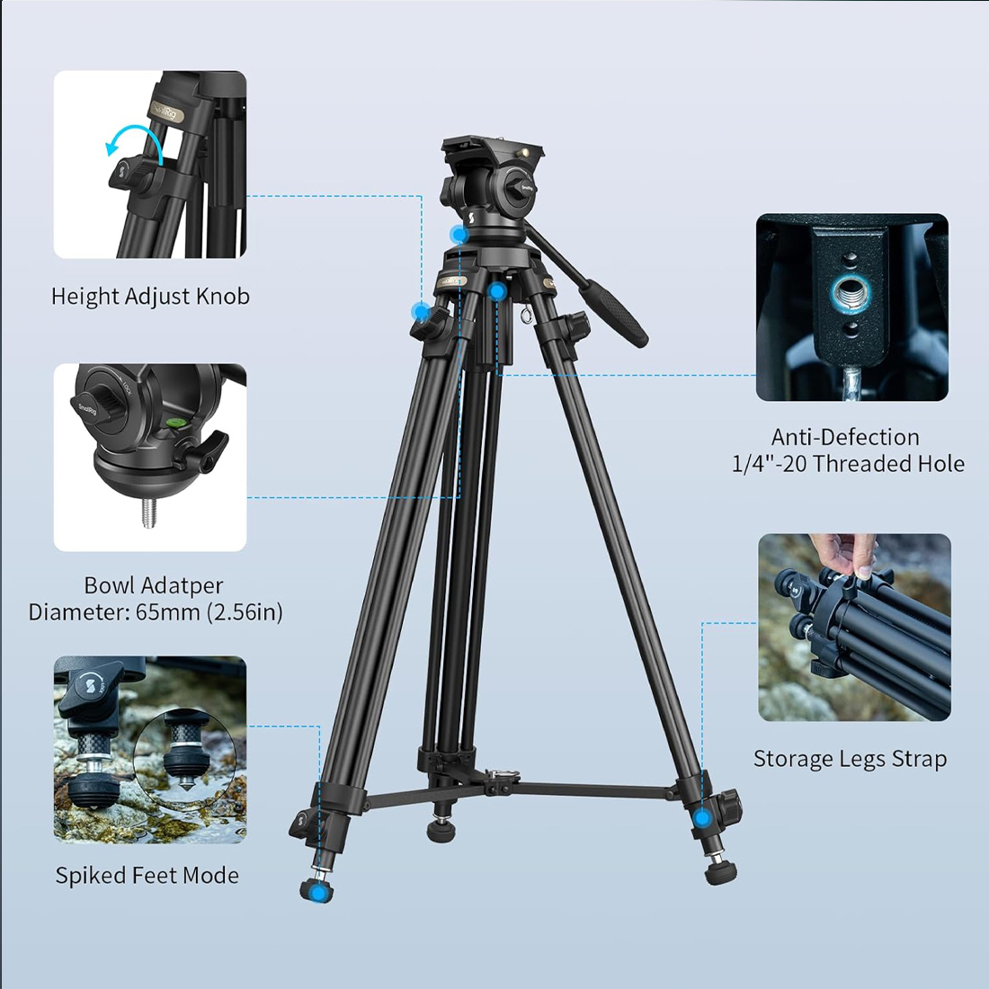 TRÍPODE DE VIDEO SMALLRIG AD.50 LITE CON CABEZAL FLUIDO - 4
